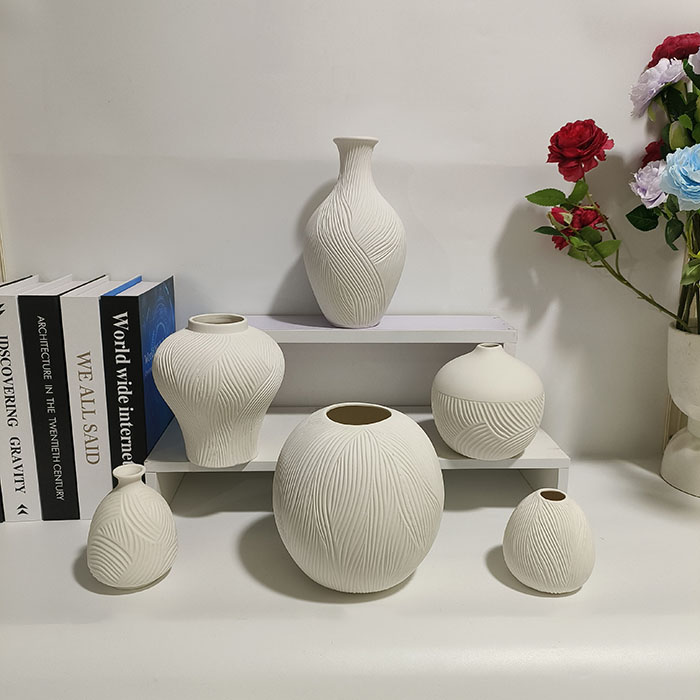 Modern Style Flower Vase In White Color