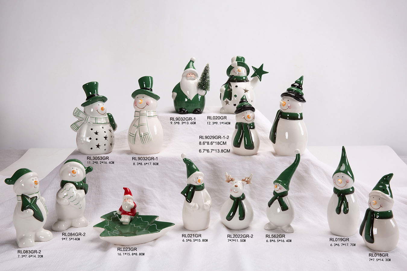 Snowman Santa In Green And Gloden Painting