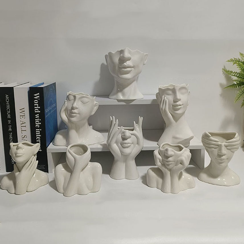 Face Shaped Ceramic Flower Vase