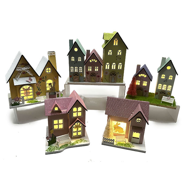 Newest Paper Craft House With LED For Easter Decoration