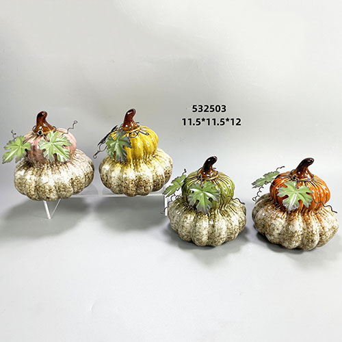 Stoneware Pumpkin with Metal Decoration